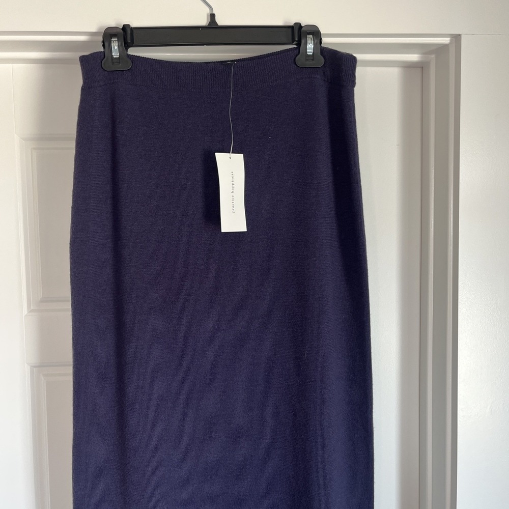 Eileen Fisher  Purple Merino Wool Knit Straight Long Skirt M New Modest Preppy